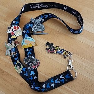 Disney World Lanyard and Pins